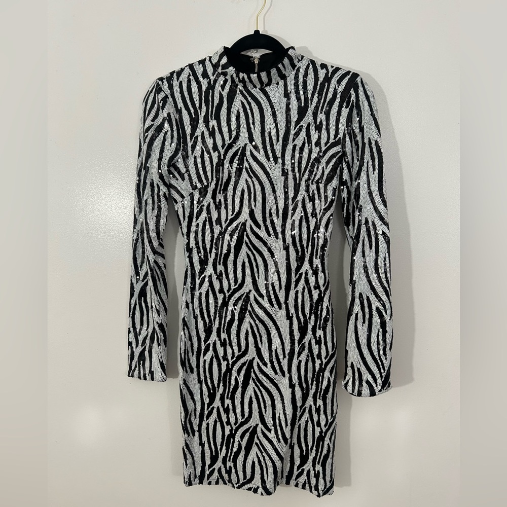 Black and White Sequin Dress. Boutique based Dress.
